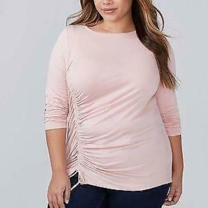 LANE BRYANT Blush Ruched Side Blouse sz 18/20